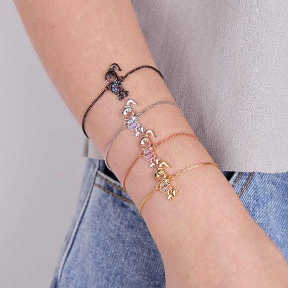 Skating Girl Hobby Yellow Gold Thin Bracelet - Picture 3 of 5